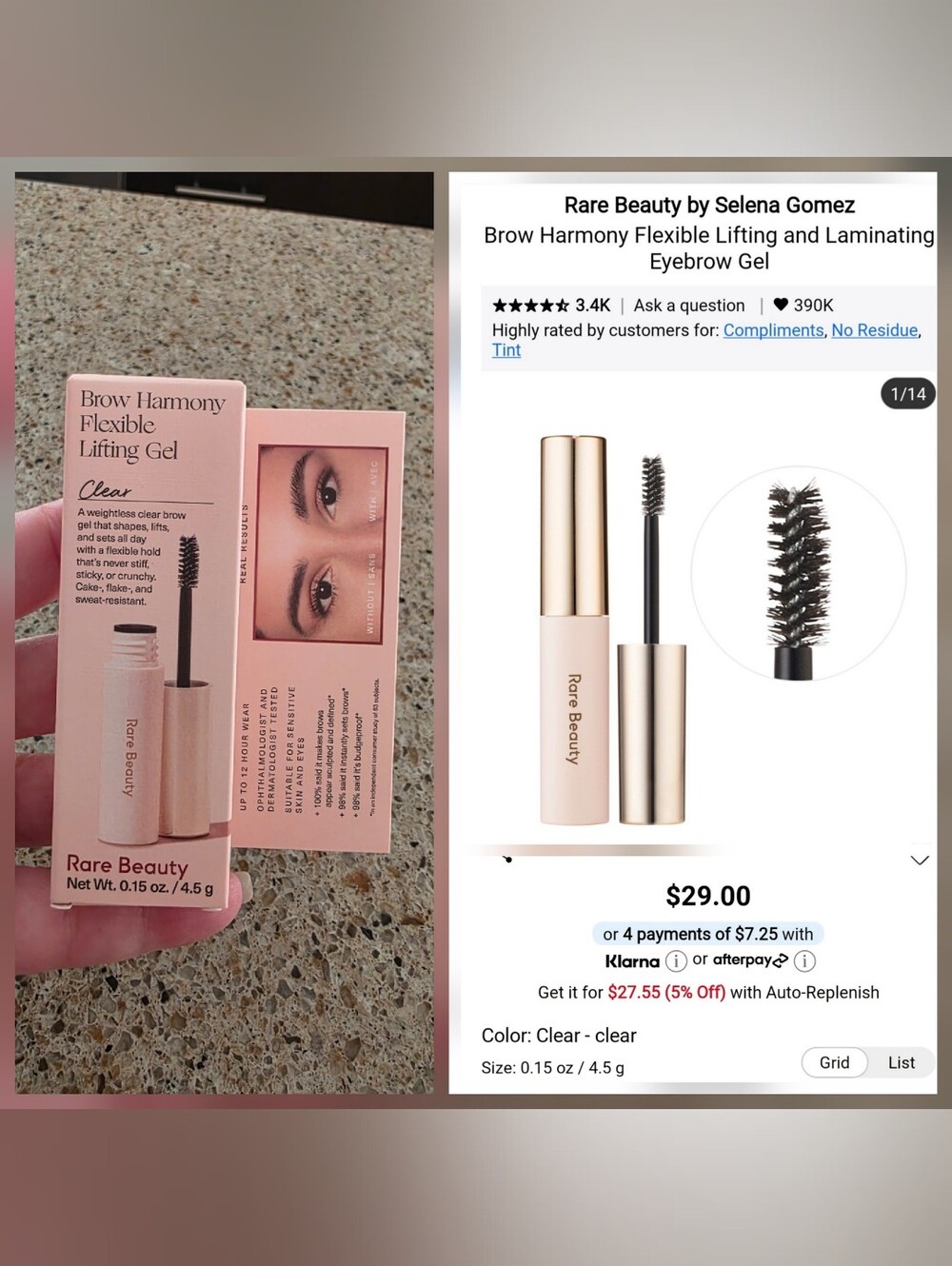 Rare Beauty Brow Harmony Flexible Lifting Gel — Clear